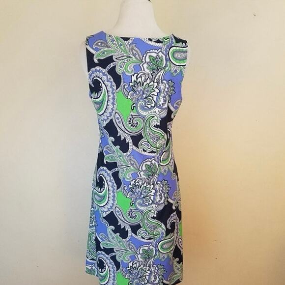 Judy Connally Sleeveless Shift Dress Blue Paisley Print Sz Womens Small Beachy - Picture 4 of 10
